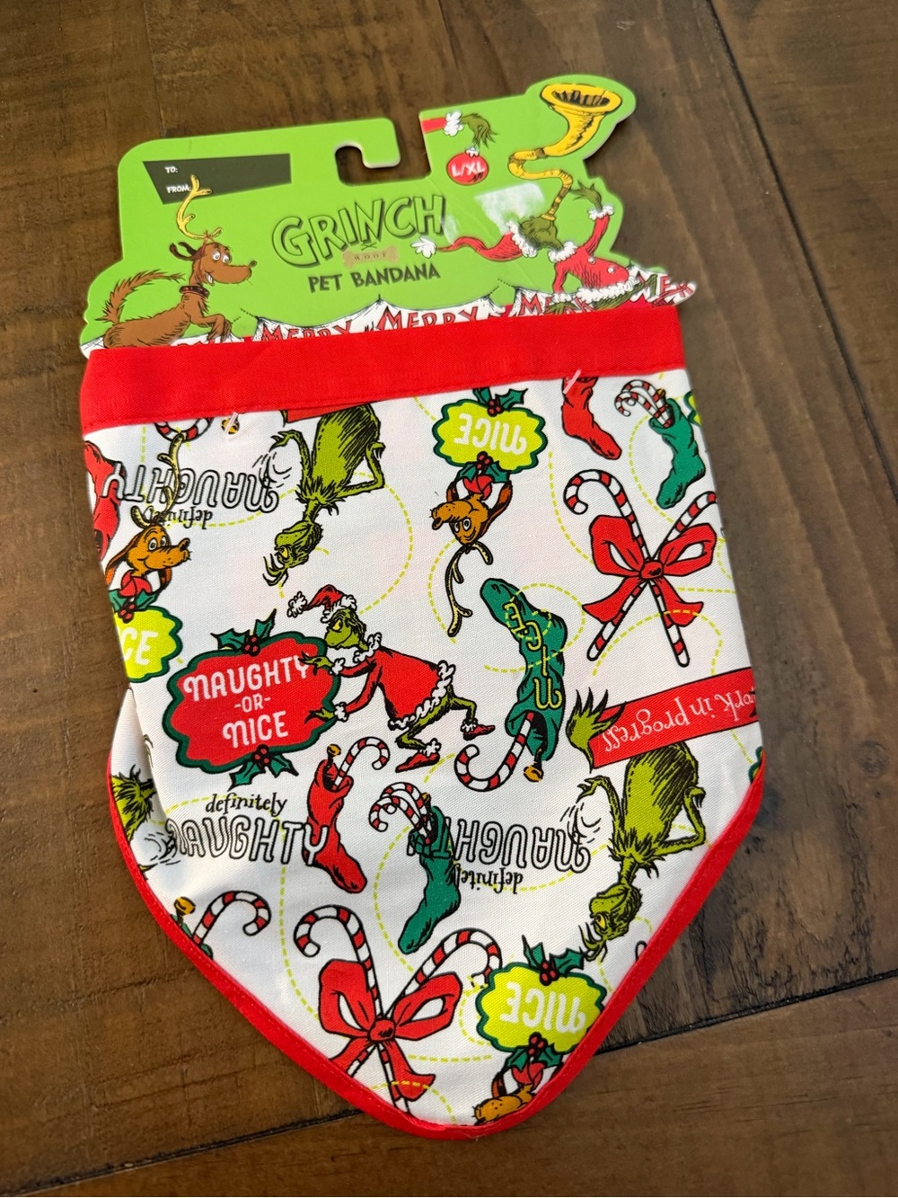 Christmas the grinch holiday pet dog bandana size L/XL new bandana